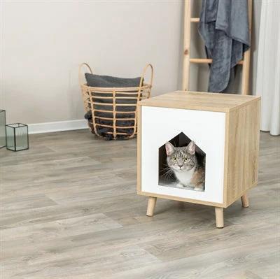 Trixie Kattenmand Huis Isa Houtlook Lichtbruin / Wit