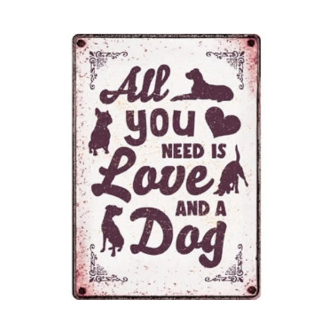 Plenty Gifts Waakbord Tin All You Need Is Love And A Dog