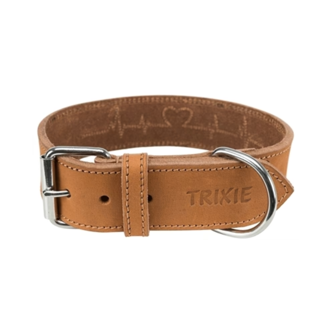 Trixie Dog Collar Rustic Leather Heartbeat Brown
