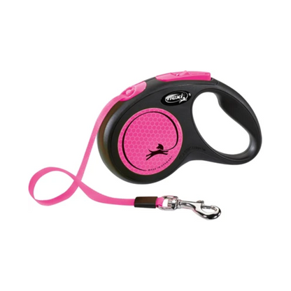 Flexi Rollijn New Classic Neon Tape Zwart / Roze