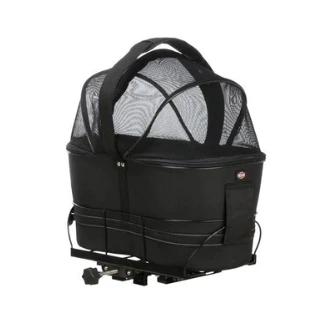 Trixie Fietsmand Achterop Zwart Met Kussen En Kap