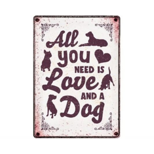 Plenty Gifts Waakbord Tin All You Need Is Love And A Dog