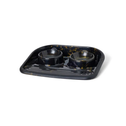 Savic Butler Food and Drinking Bowl with Tray Marble Black/Gold