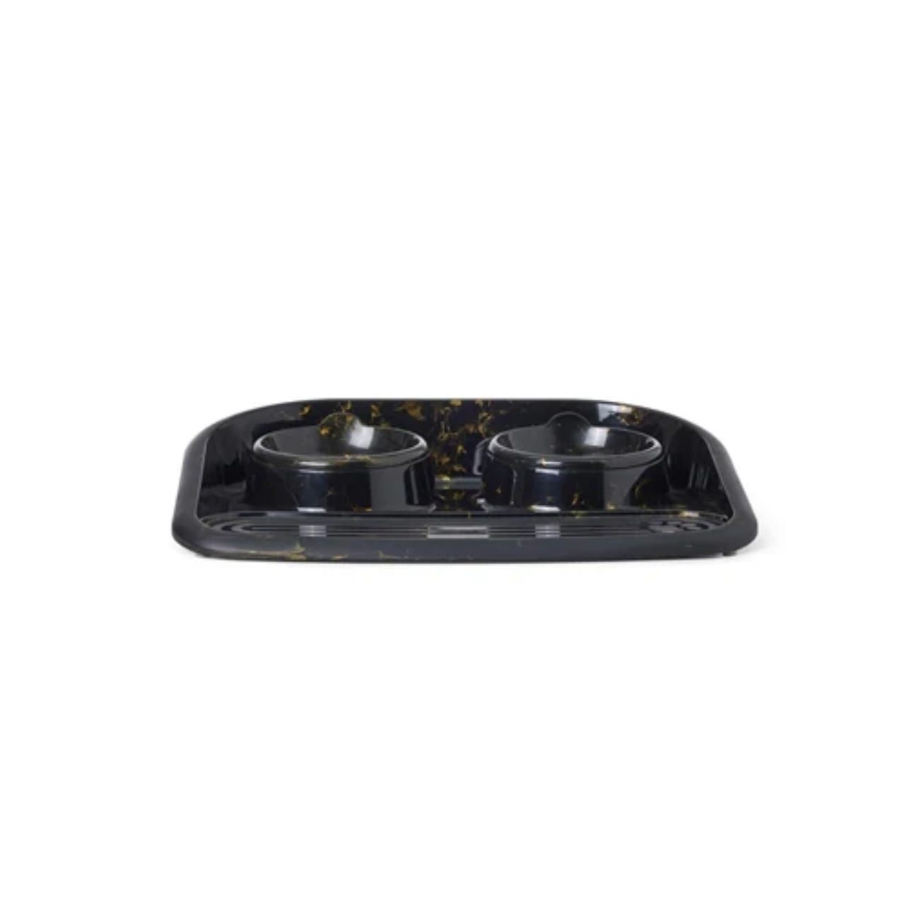 Savic Butler Food and Drinking Bowl with Tray Marble Black/Gold