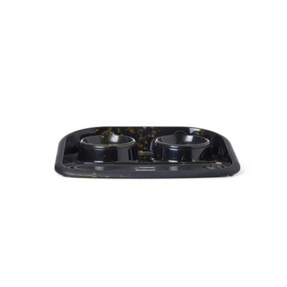 Savic Butler Food and Drinking Bowl with Tray Marble Black/Gold