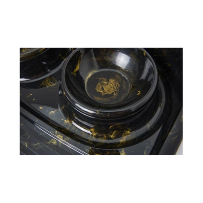 Savic Butler Food and Drinking Bowl with Tray Marble Black/Gold
