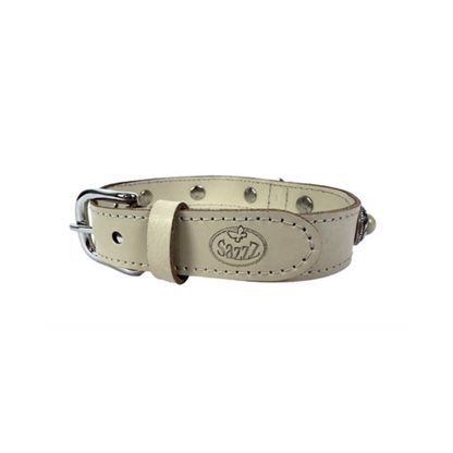 Sazzz Dog Collar Adventure Stone Classic Leather Cream
