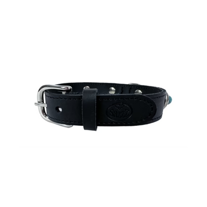 Sazzz Dog Collar Adventure Stone Classic Leather Black