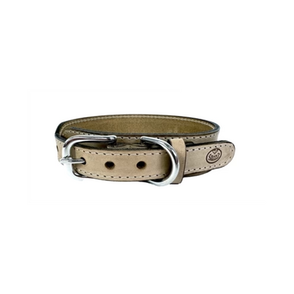 Sazzz Dog Collar Boho Vintage Leather Beige
