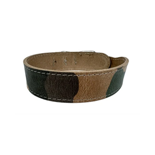 Sazzz Dog Collar Boho Vintage Leather Camouflage