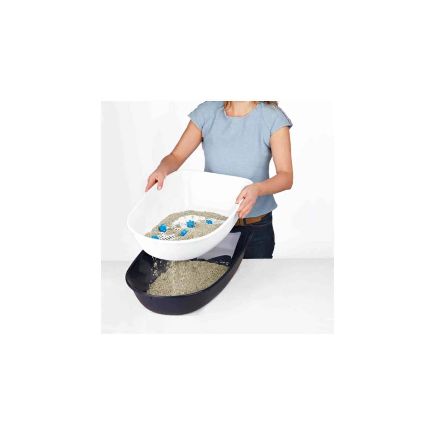 Trixie Berto Cat Litter Box Open with Separation System Gray/Pastel Blue/Granite