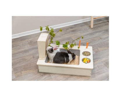 Trixie Feeding Station with Food Bowl / Water Bowl / Hay Rack Wood Natural