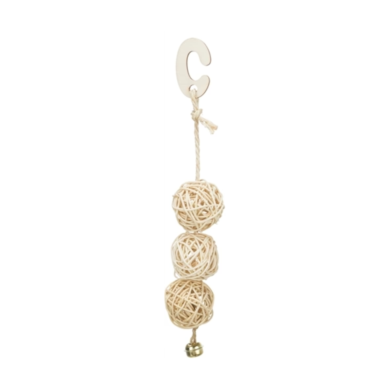 Trixie 3 Rattan Balls with Bell on Rope Natural 