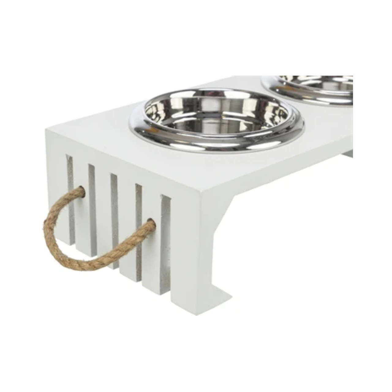 Trixie Be Nordic Set Food Bowl / Water Bowl Wood / Stainless Steel White
