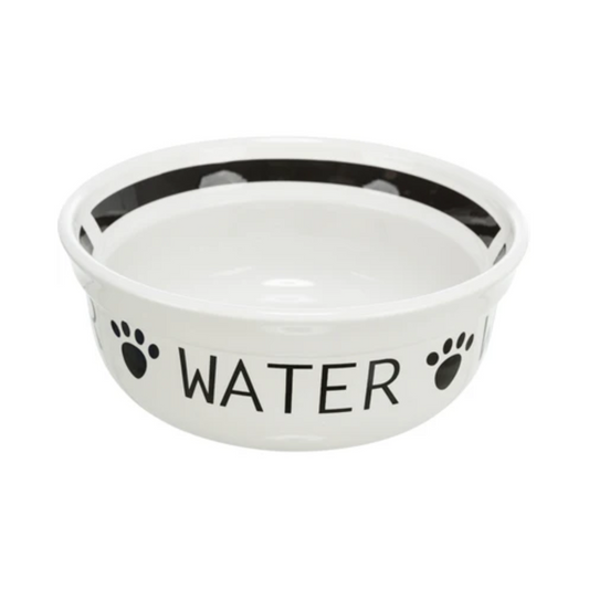 Trixie Dog Drinking Bowl Water Ceramic White / Black