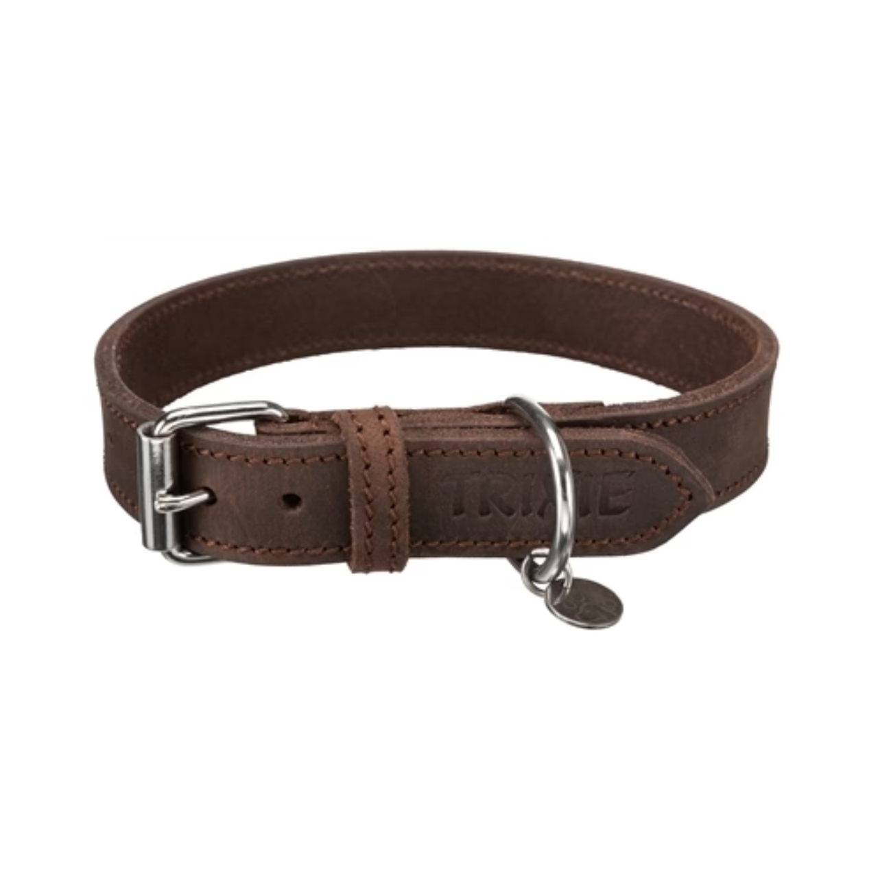 Trixie Dog Collar Rustic Greased Leather Dark Brown