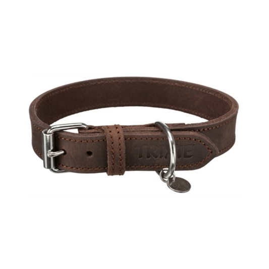 Trixie Dog Collar Rustic Greased Leather Dark Brown