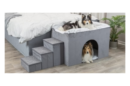 Trixie Dog Basket House Harvey With Stairs Gray / White