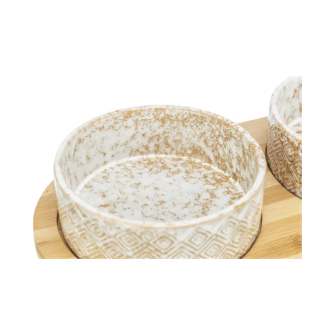 Trixie Set Food Bowl / Water Bowl Ceramic / Bamboo White / Natural