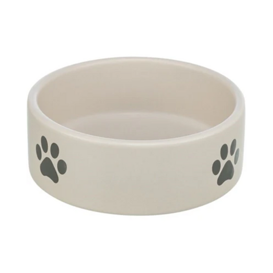 Trixie Food Bowl / Drinking Bowl Dog Paw Motif Ceramic Light Gray / Gray