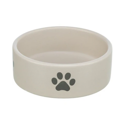 Trixie Food Bowl / Drinking Bowl Dog Paw Motif Ceramic Light Gray / Gray