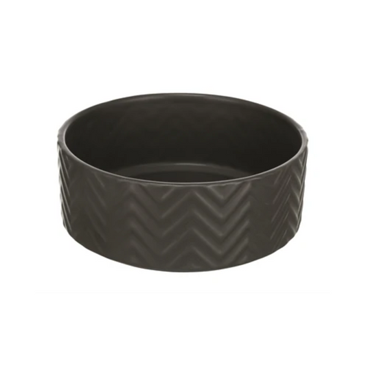 Trixie Food Bowl / Drinking Bowl Wave Ceramic Gray