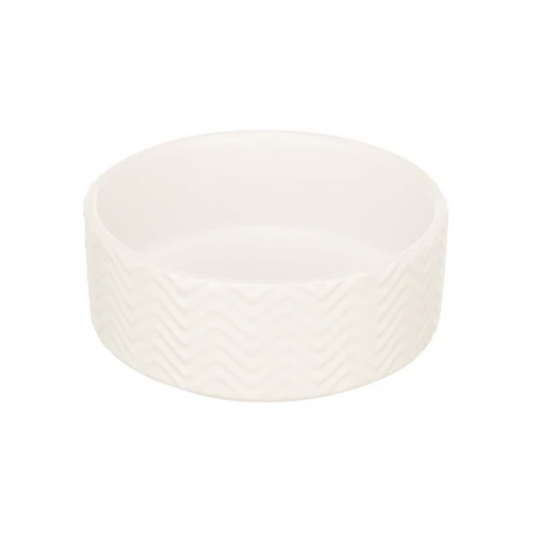 Trixie Food Bowl / Drinking Bowl Wave Ceramic White