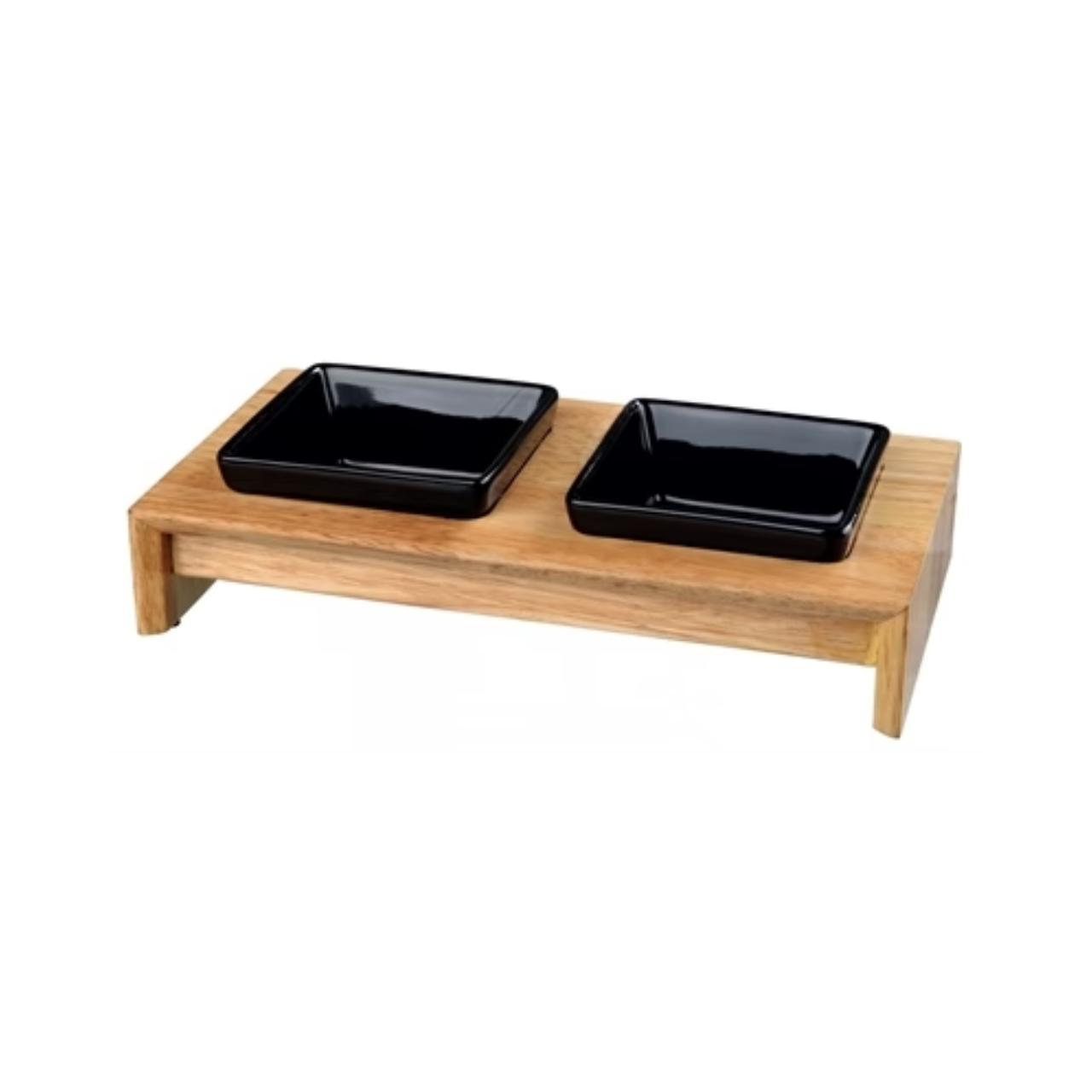 Trixie Ceramic Feeding Set with Wooden Base Black